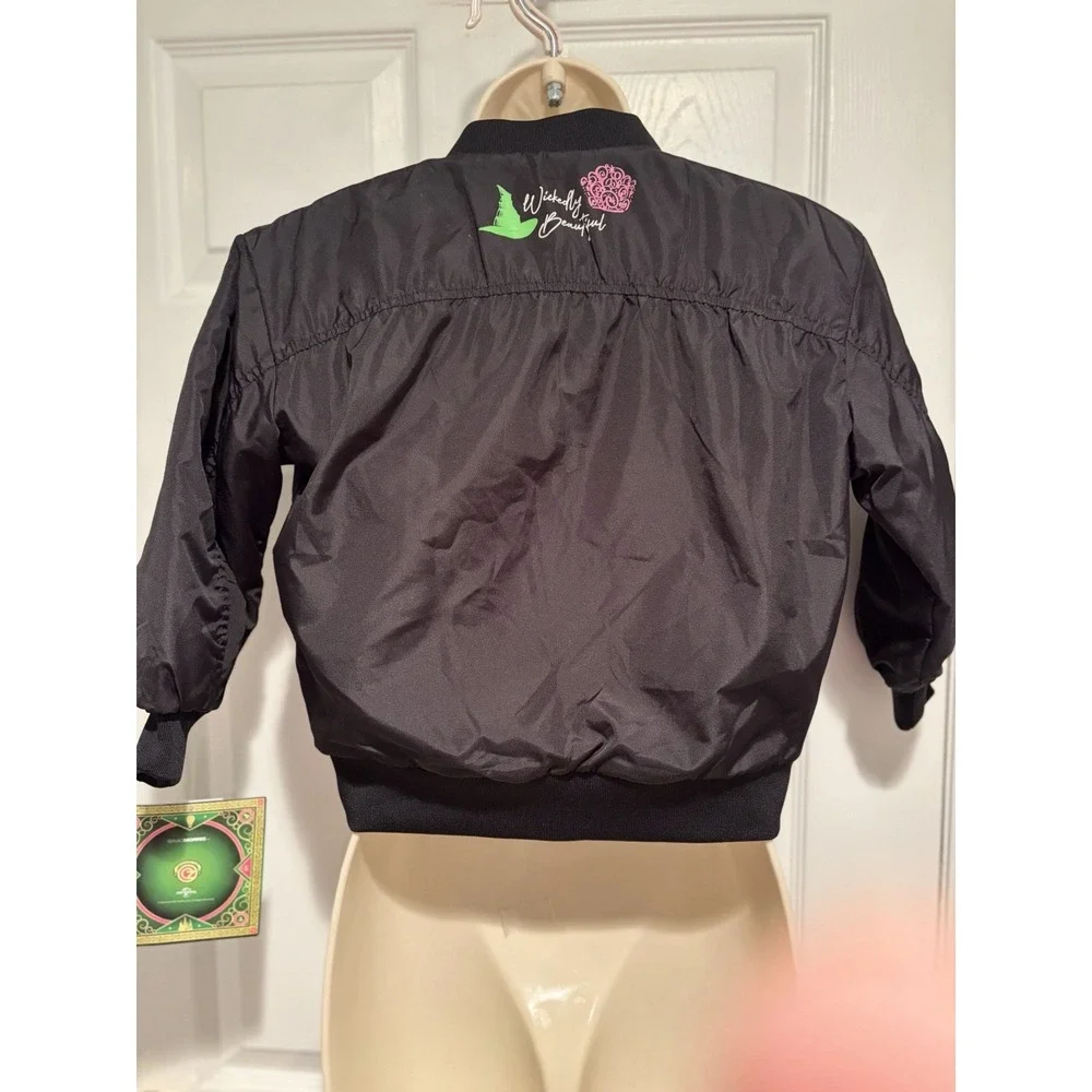 NWT Wicked Girls Bomber Jacket 4/5 Black Universal Elphaba Glinda Zip Coat Movie